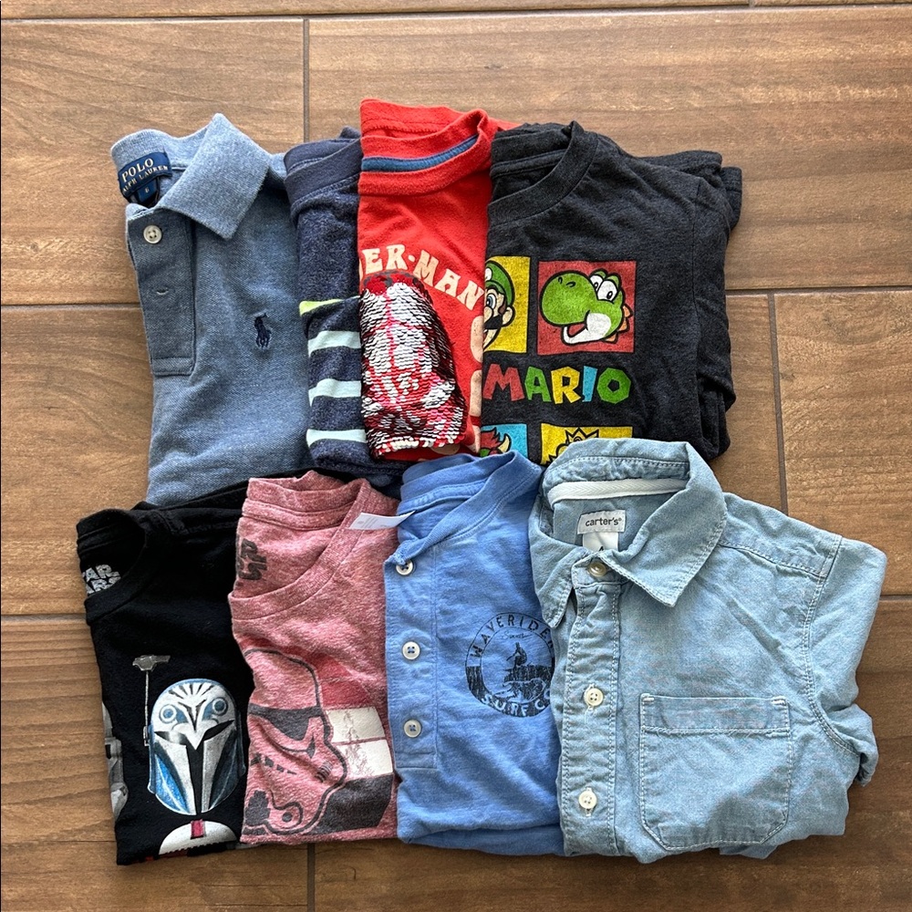 Lot of 8 Boys Shirts, Various Brands, Sizes 4-6